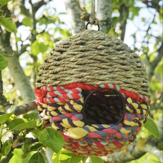 Jardinopia Jute Iron Sari Bird Nest Box Globe Shape (BBJUTE0006)