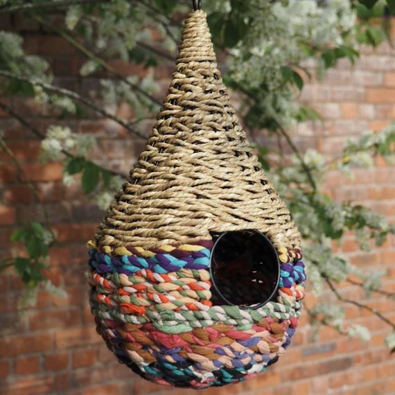 Jardinopia Jute Iron Sari Bird Nest Box Teardrop Shape (BBJUTE0005)