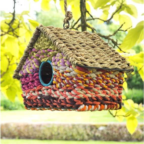 Jardinopia Jute Iron Sari Bird Nest Box with Square Roof (BBJUTE0007)