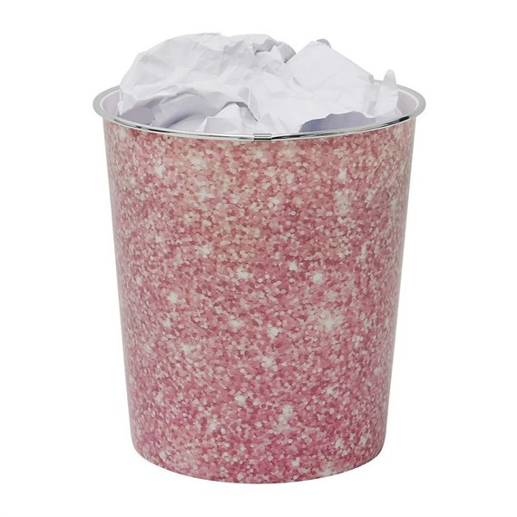 JVL Pink Sparkle Plastic Waste Paper Bin (16-211)