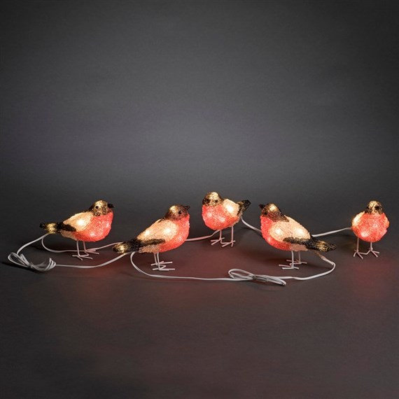 Konstsmide Acrylic Christmas Bullfinch 5 Piece Set 40 White LED (6269-203EE)