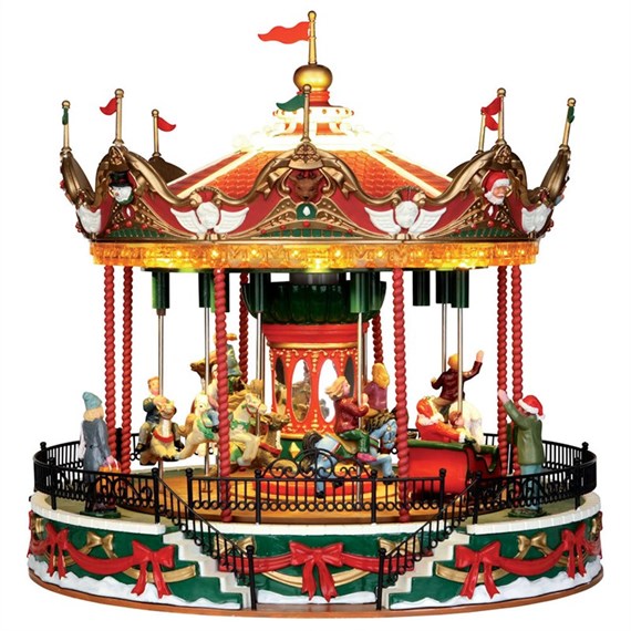 Lemax Christmas Village - Santa Carousel Battery Operated Sights & Sound Carnival Ride (34682)