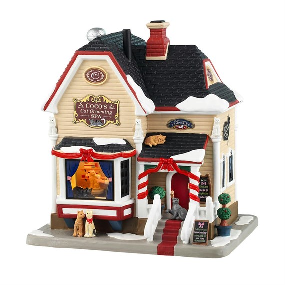 Lemax Christmas Village - Coco's Cat Grooming Spa LED Building (45259-UK)