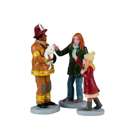 Lemax Christmas Village - Fireman To The Rescue Set Of 3 Figurines (42325)