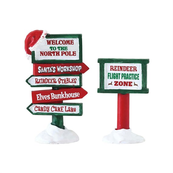 Lemax Christmas Village - North Pole Signs Set Of 2 Figurines (74325)