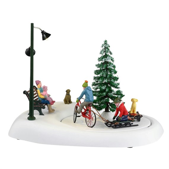 Lemax Snowbiking With Dad Battery Operated Christmas Table Piece (34087)