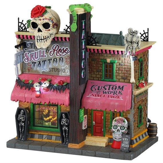 Lemax Halloween Village - The Skull And Rose Tattoo Studio LED Building (4.5V) (15751)