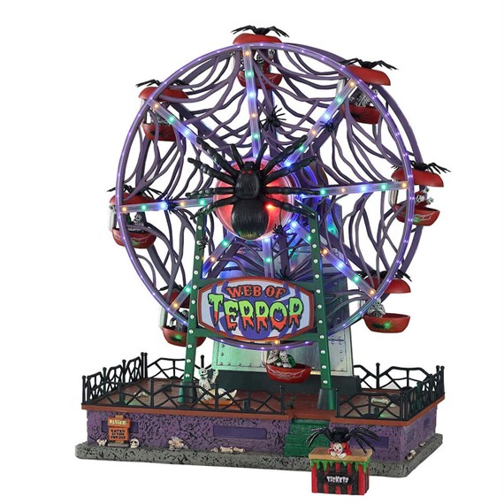 Lemax Halloween Village - Web Of Terror Ferris Wheel Carnival Ride with Adaptor (14823-UK)