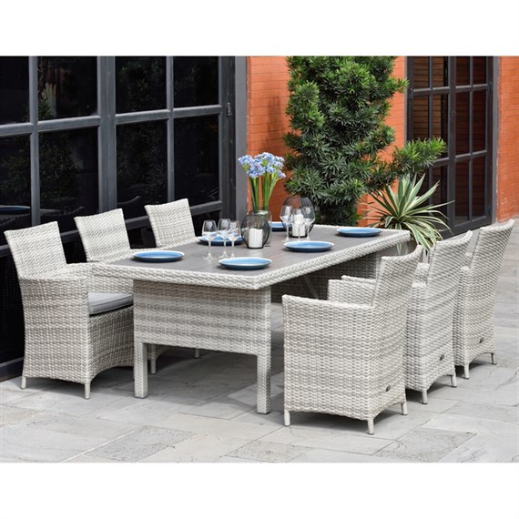 aruba 6 seater rectangular garden dining set