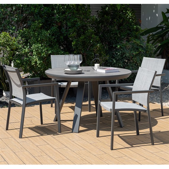 Lifestyle Garden Urbanite Dark 4 Seat Round Outdoor Garden Furniture Dining Set