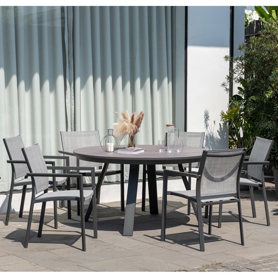 Lifestyle Garden Urbanite Dark 6 Seat Round Outdoor Garden Furniture Dining Set