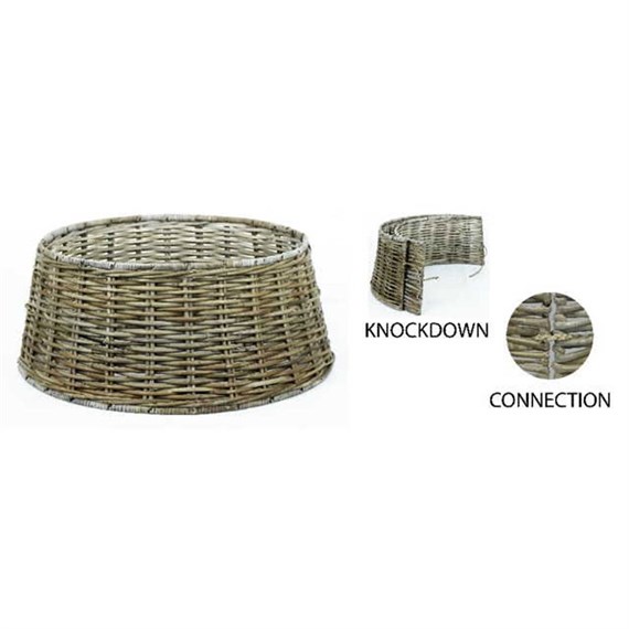 Longacres Woven Wicker Round Two Part Detachable Christmas Tree Skirt - Grey