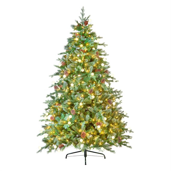 National Tree 2m (6.5ft) Frosted Dorchester Pre Lit Artificial Christmas Tree with 500 Warm White LEDs (PEDHF2-307LB-65)