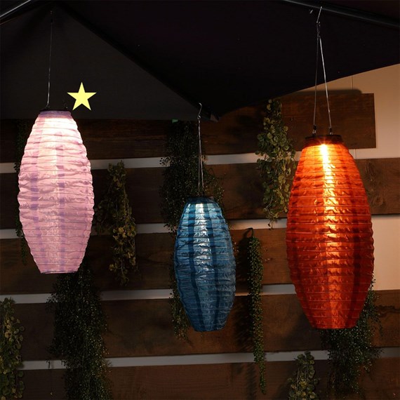 Noma 20cm Long Oval Pink Nylon Outdoor Light Up Lanterns (1322016)