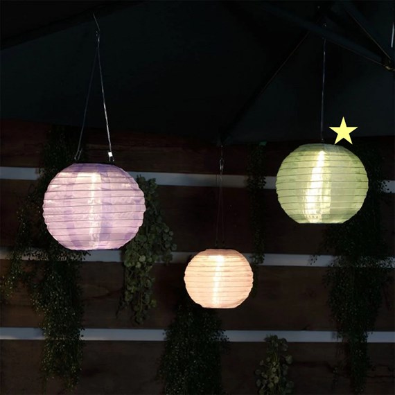 Noma 20Cm Round Green Nylon Outdoor Light Up Lanterns (1322016)