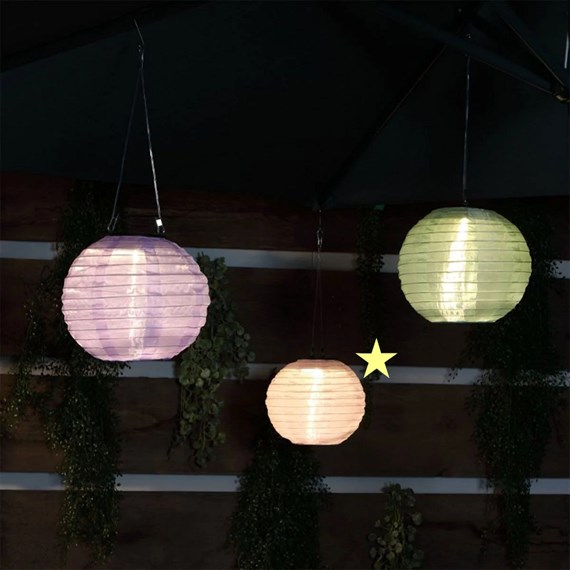 Noma 20Cm Round Orange Nylon Outdoor Light Up Lanterns (1322016)