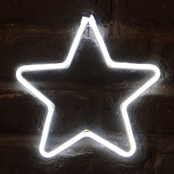 Noma 20cm White Battery Operated Christmas Light Up Neon Star (1023010)