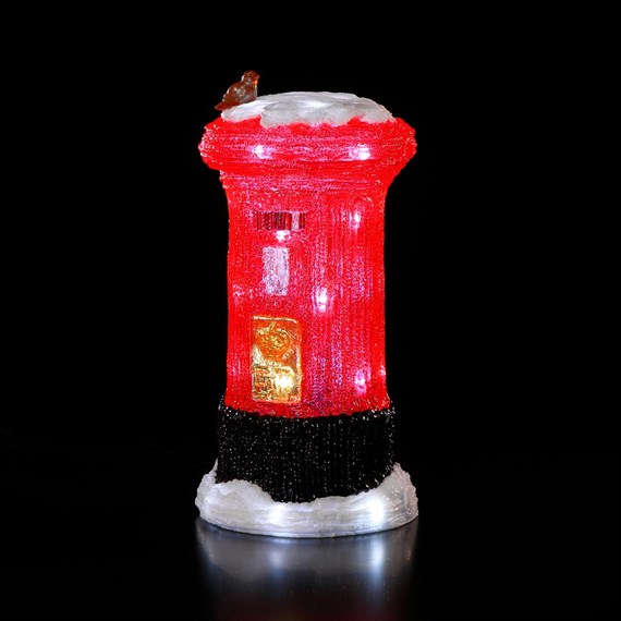 Noma 29cm Acrylic Christmas Light Up Post Box With 30 White LEDs (6924003)