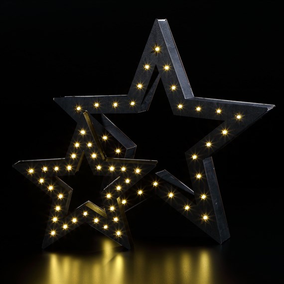 Noma 30cm & 50cm Wooden Stars Black Light Up Christmas Decoration (1022010)