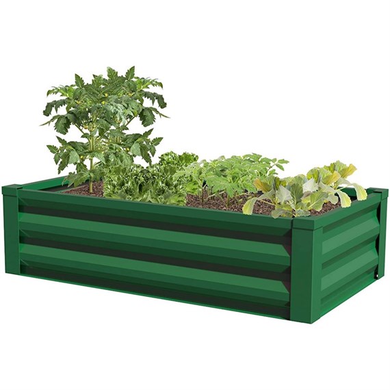 Panacea Metal Raised Garden Planter with Liner - Forest Green (83394)