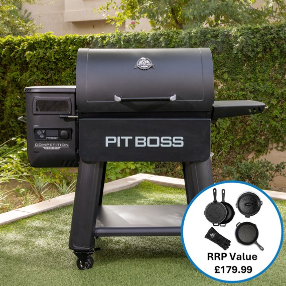 Pitboss Competition Series 1250 Wood Pellet Grill Barbecue (60818) + FREE 6 PIECE CAST IRON COOKING SET