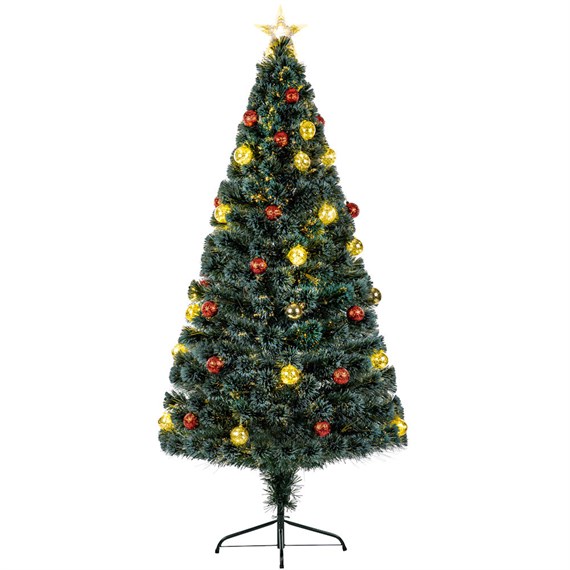 Premier 1.2m (4ft) Green Fibre Optic Artificial Christmas Tree with LED Baubles & Star (FT213402)