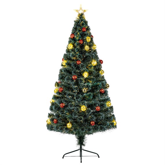 Premier 1.5m (5ft) Green Fibre Optic Artificial Christmas Tree with LED Baubles & Star (FT213403)