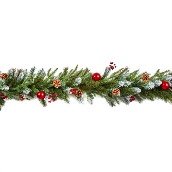 Premier 1.8m (6ft) Red Decorative Artificial Christmas Garland Baubles & Cones (DF247168)