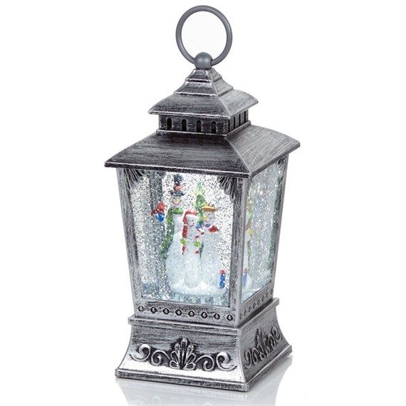 Premier 24cm Antique Light Up Christmas Water Spinner Lantern Decoration - Snowman (LB221055)