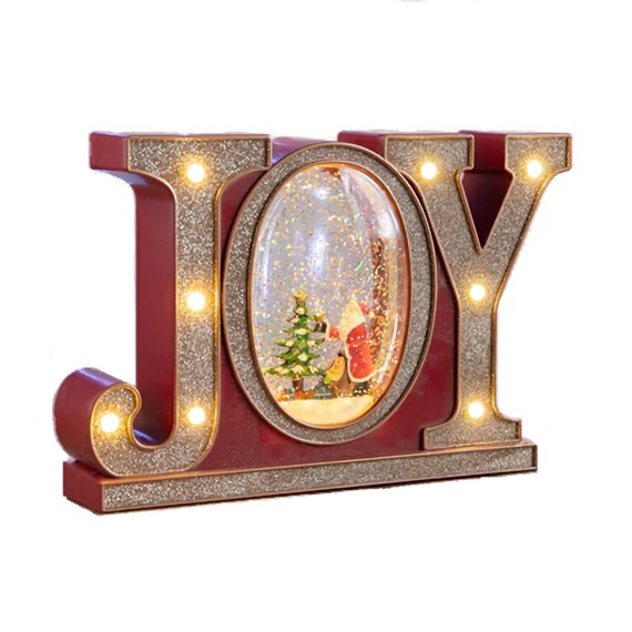 Premier 25cm Gold Christmas 'Joy' Water Spinner with White LEDs (LB201271)