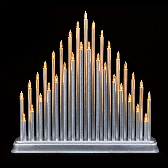 Premier 34cm 33 LED Silver Christmas Candlebridge (LV082083)