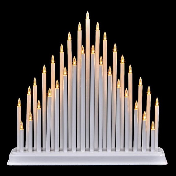 Premier 34cm 33 LED White Christmas Candlebridge (LV191002)