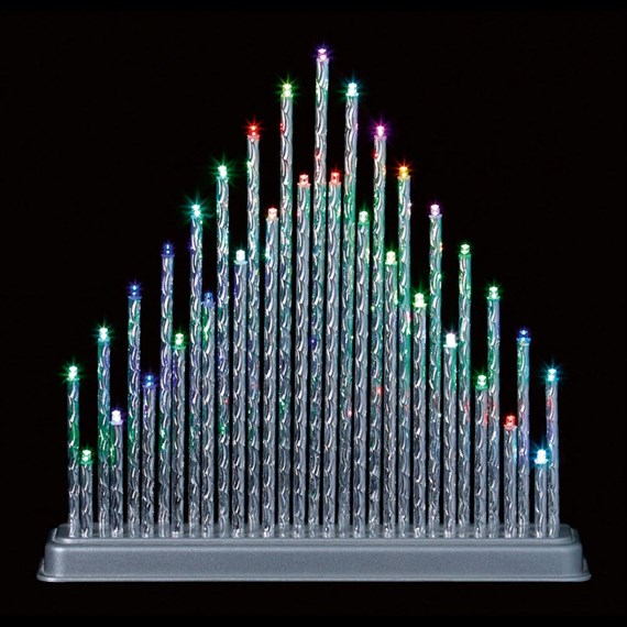 Premier 34cm 33L Metallic Christmas Candlebridge with Multi Colour LEDs (LB201070)