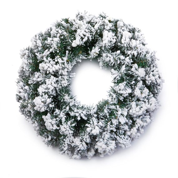 Premier 50cm Flocked Woodcote Artificial Christmas Wreath (TW207015)