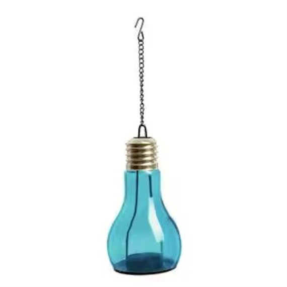 Premier Lightbulb Shape Glass Tea Light Holder 14cm - Blue (BA171230)