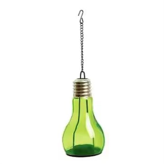 Premier Lightbulb Shape Glass Tea Light Holder 14cm - Green (BA171230)