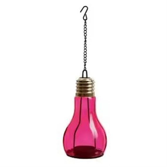 Premier Lightbulb Shape Glass Tea Light Holder 14cm - Pink (BA171230)