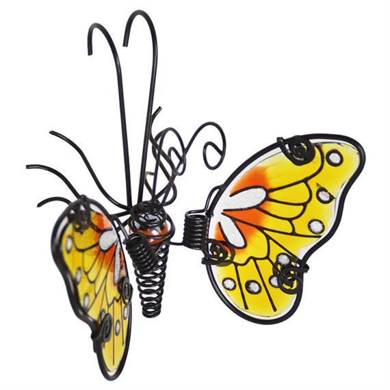 Primus Glass Wing Spring-tail Butterfly Pot Hanger - Yellow (PA4009)