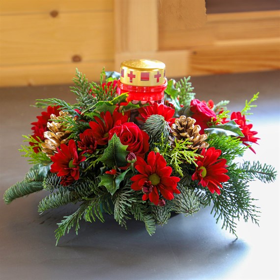 Red Memorial Christmas Floral Posy Arrangement