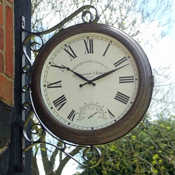 Outside In Double Sided Greenwich Station & Thermometer 15 Inch (5063020)