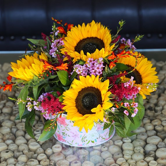 Sunflower Autumn Floral Tin Arrangement