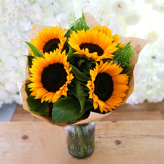 Sunflower Cut Flower Wrap Teachers Gift Bouquet
