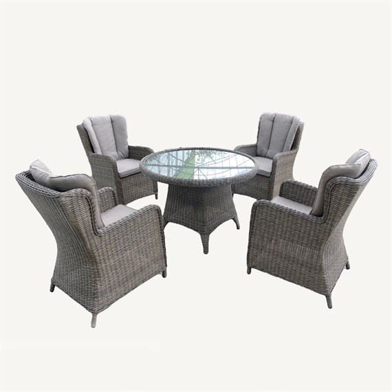 Sunnii Lifestyle Elba Beige 4 Seat Round Outdoor Garden Furniture Dining Set (681 N)