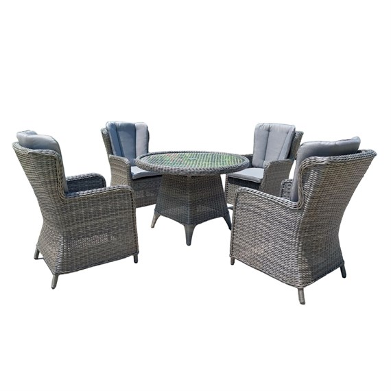 Sunnii Lifestyle Elba Grey 4 Seat Round Outdoor Garden Furniture Dining Set (681 G)