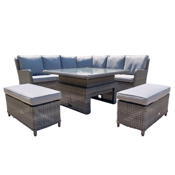 Sunnii Lifestyle Elba Grey Large Square Outdoor Garden Furniture Corner Set (672 G)