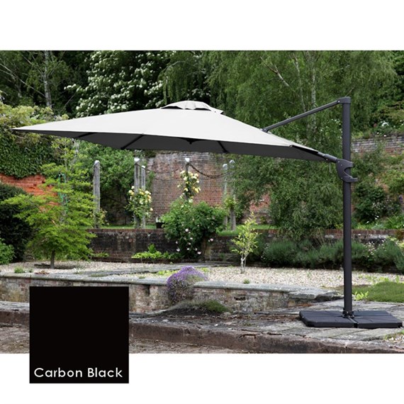 Supremo Provence Deluxe 3x3m Square Outdoor Garden Parasol in Carbon Black