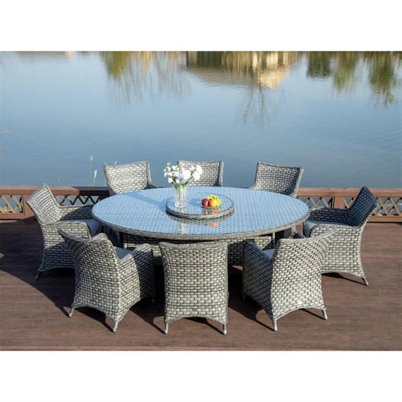 Supremo Winchester Storm Grey 8 Seat Oval Outdoor Garden Furniture Dining Set