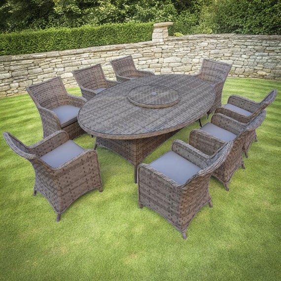 Supremo Winchester Stone 8 Seat Oval Outdoor Garden Furniture Dining Set