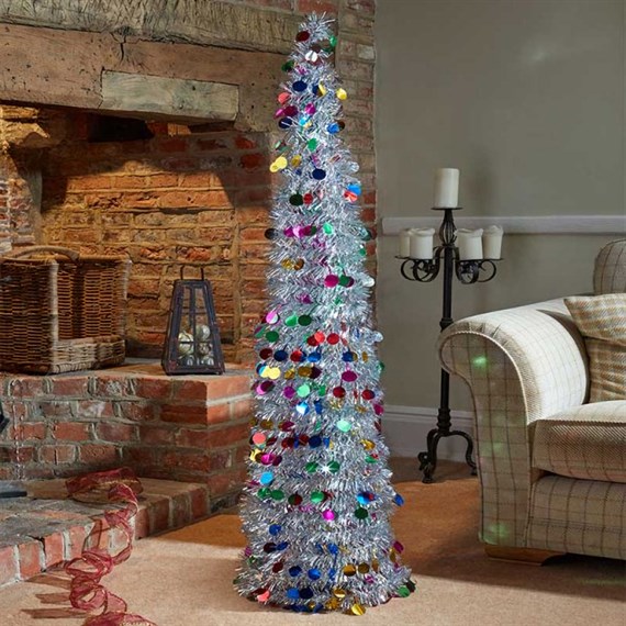 Three Kings 1.8m Pop Up Gatsby Tree Silver Standing Christmas Decoration (2542581)