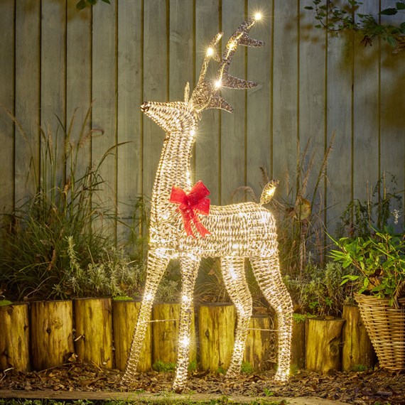 Three Kings 100cm Glitter Twist Gold Light Up Christmas Reindeer Decoration (2506030)